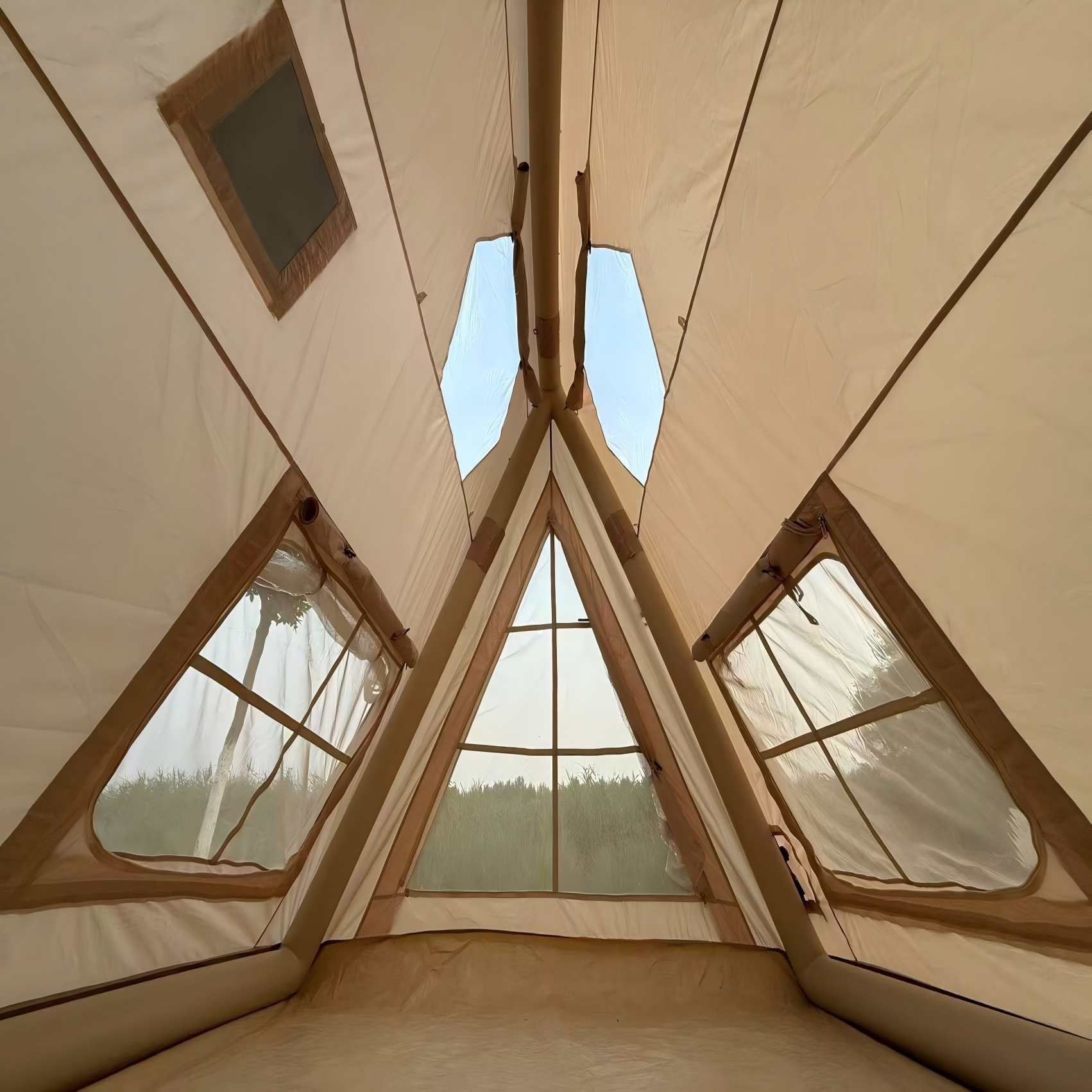 Spacious tent interior triangle inflatable tent spacious interior camping living space
