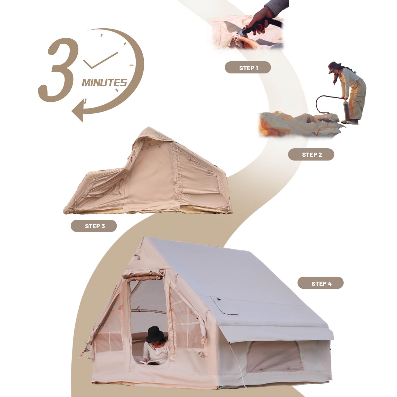 Portable inflatable tent storage solution portable inflatable camping tent folded compact storage bag easy carry